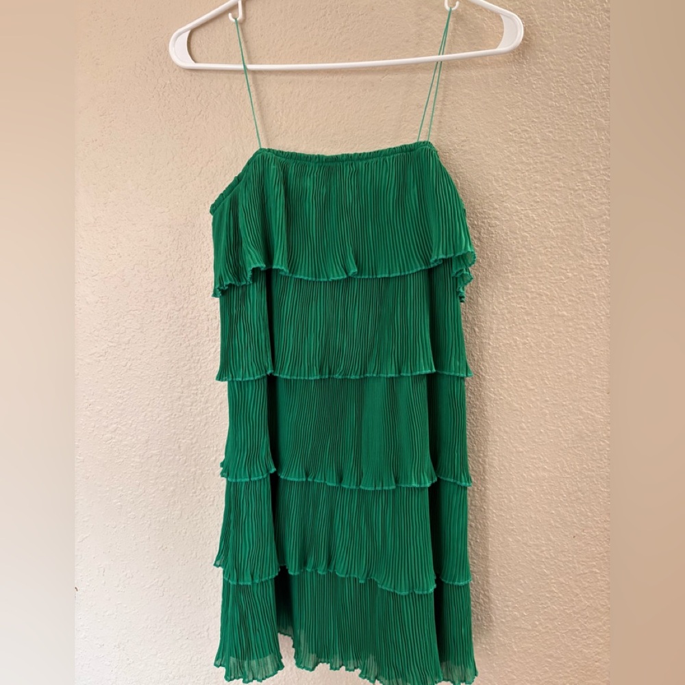 SHEIN Vibrant Green Pleated Dress
